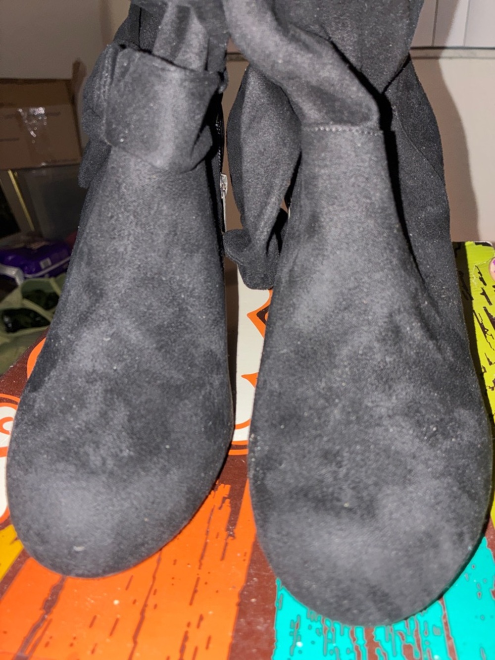 Zigi Soho Black Suede Ankle Tie Heeled Boots - Picture 14 of 16
